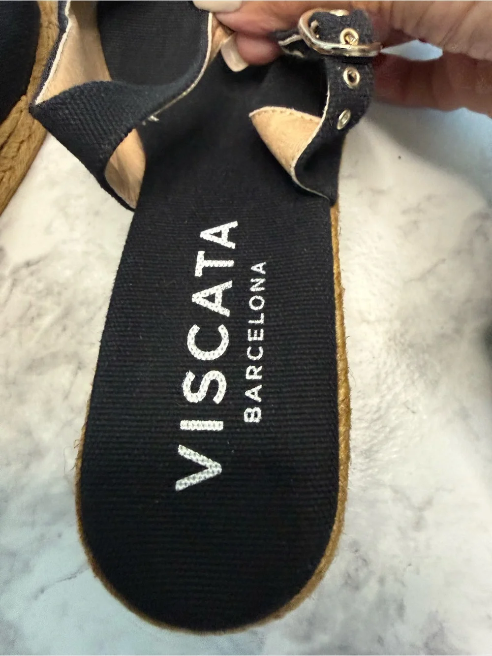 Viscata Barcelona Black Crisscross Espadrille Wedge Sandals Sz 8 1/2 made Spain